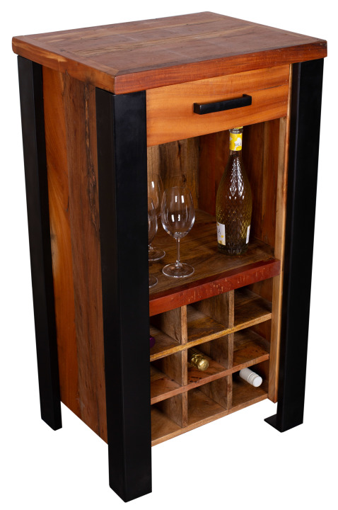 Weinkommode Venosa Oldwood 56x45x102 cm Braun